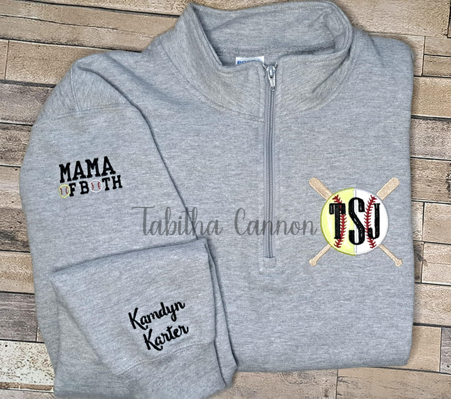 Glitter Baseball/Softball Pullover with sleeve designs