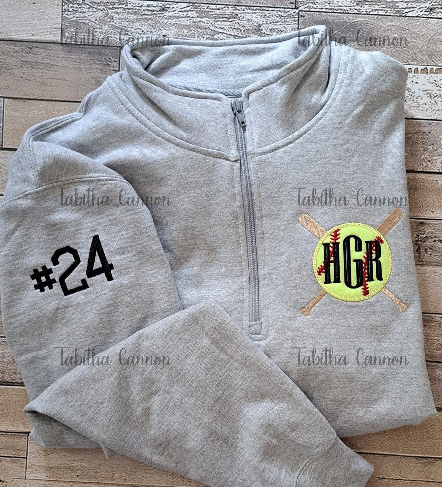 Glitter Softball Pullover with one sleeve design