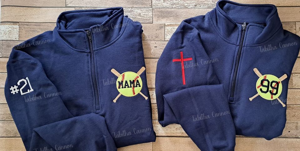 Glitter Softball Pullover with one sleeve design