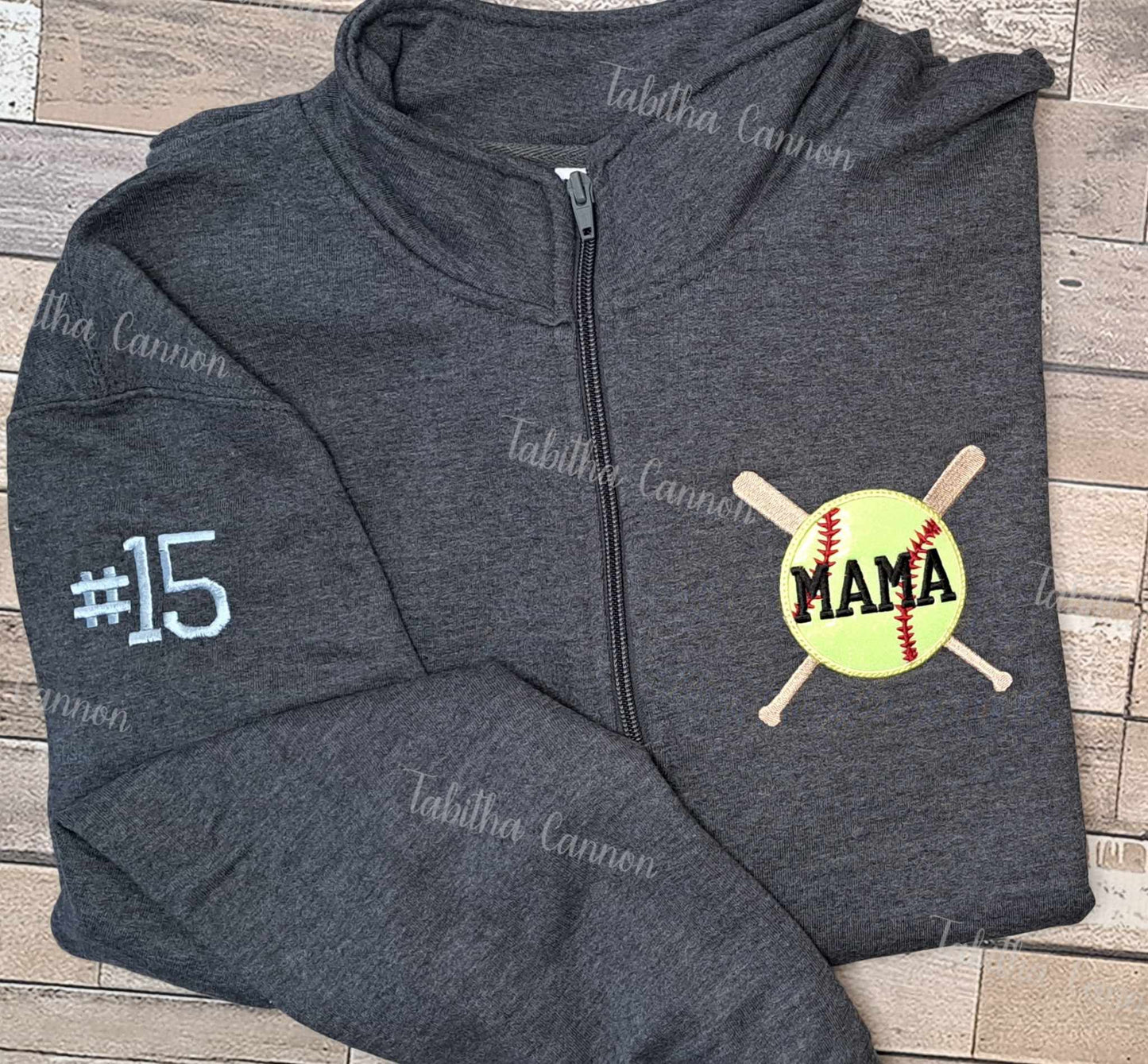 Glitter Softball Pullover with one sleeve design