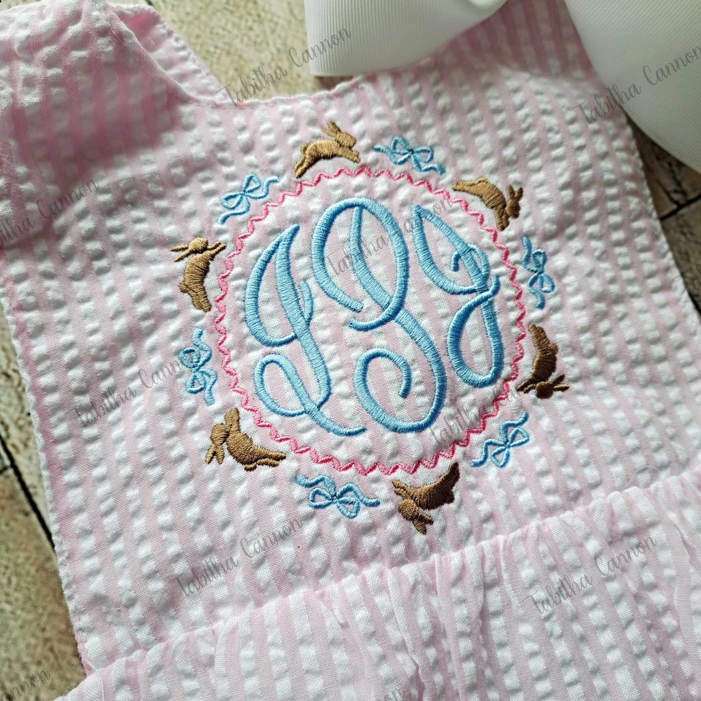 Bunny Bow Monogram Ruffle Bubble