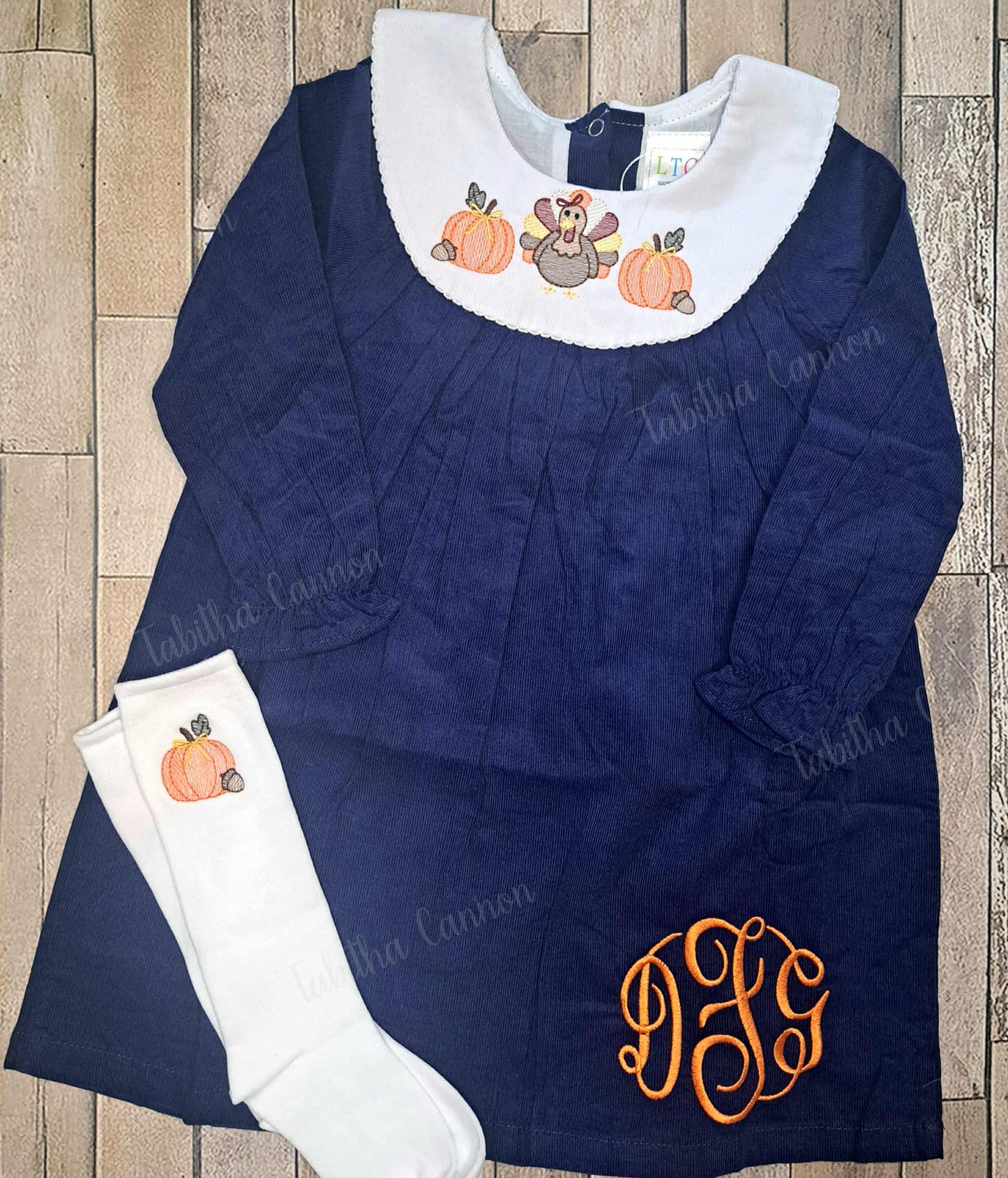 Acorn Pumpkins and Turkey Bishop Dress/bubble