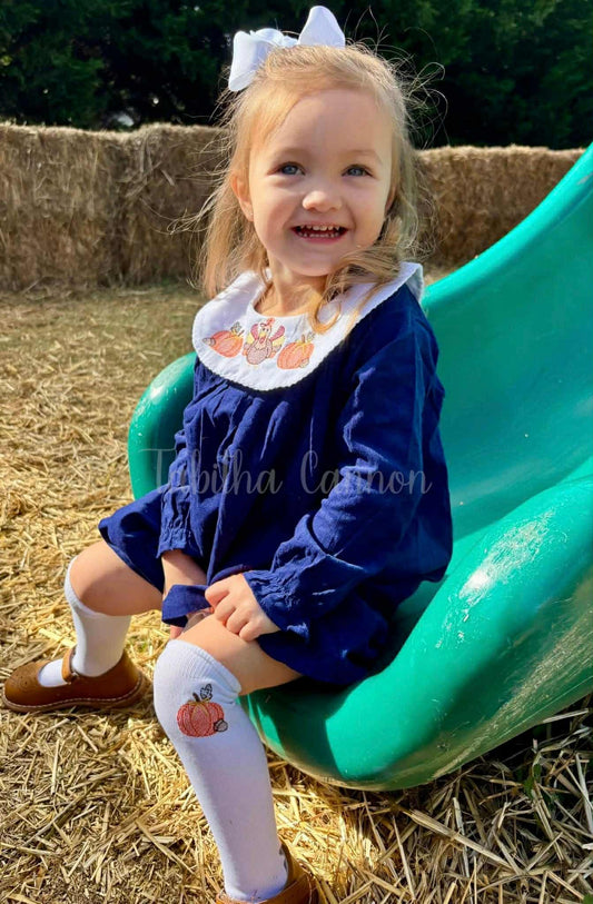Acorn Pumpkins and Turkey Bishop Dress/bubble
