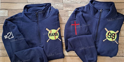 Glitter Softball Pullover with one sleeve design