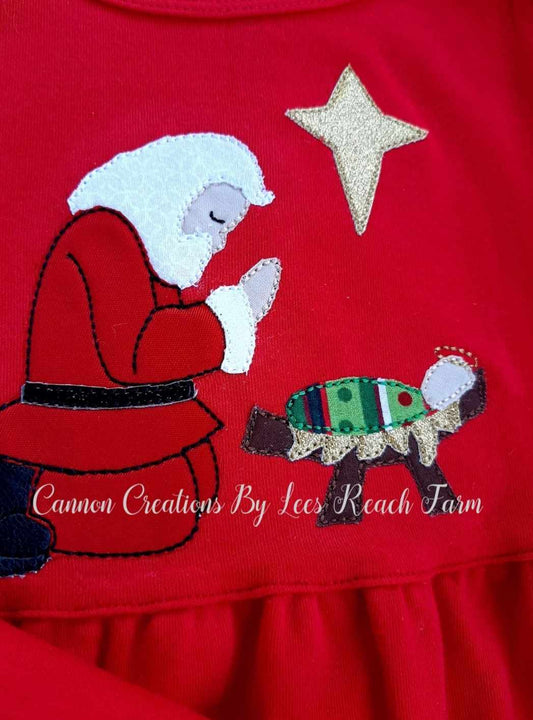 Santa Kneeling to Jesus Shirt