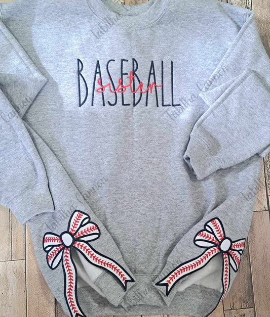 Softball Side Bow Sweatshirt (Kids, Youth & adult sizes)