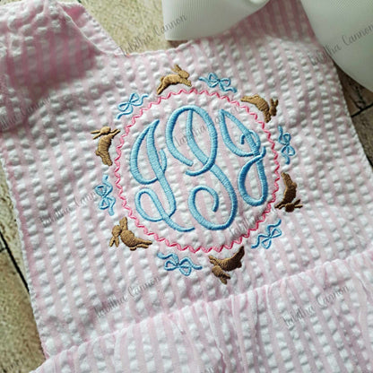 Bunny Bow Monogram Ruffle Bubble