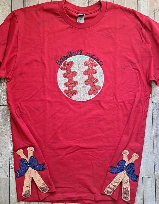 Baseball with bats and bow sides
