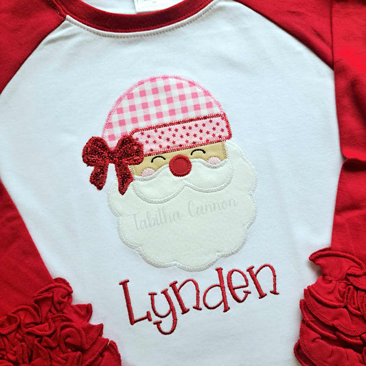 Santa with a Bow Raglan shirt