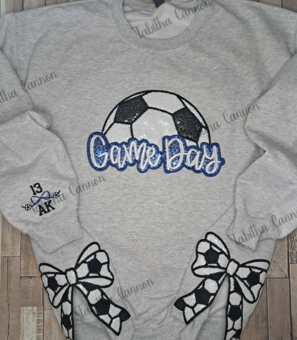 Soccer Sequins Side Bow Sweatshirt (Kids, Youth & adult sizes)