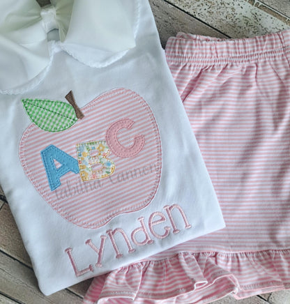 Apple ABC shirt and shorts set