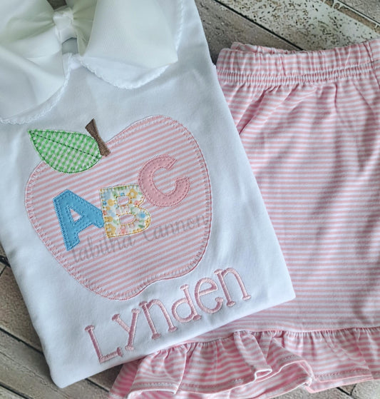 Apple ABC shirt and shorts set