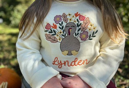 Floral Turkey Rollneck Sweater or Sweater Dress