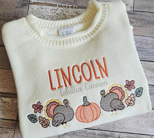 Leaves, Turkey and Pumpkin Shirt